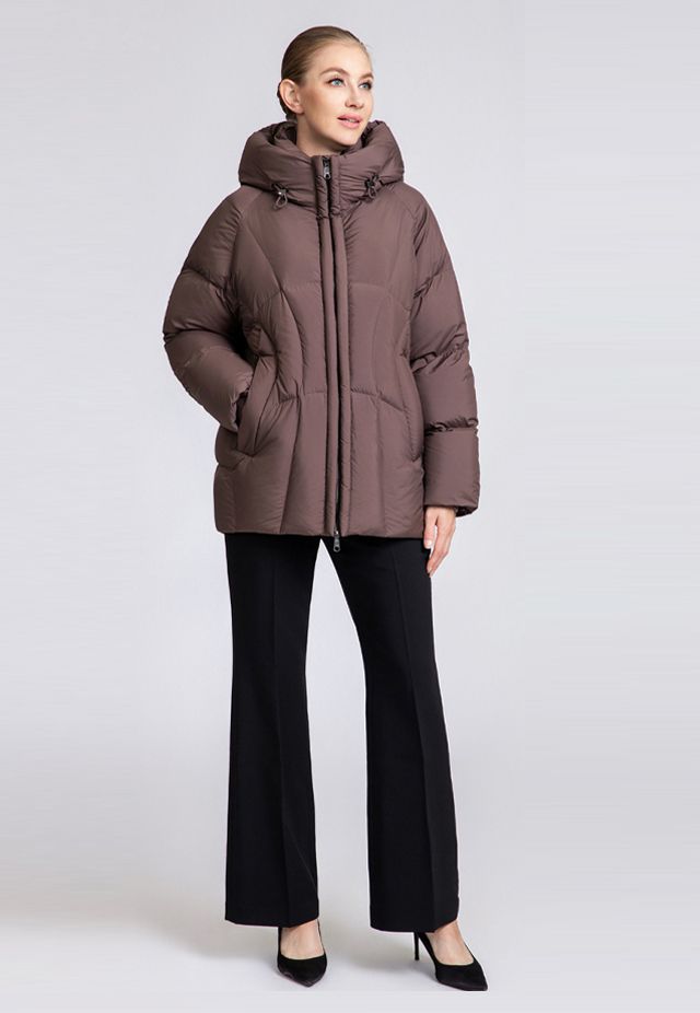 Mid-Length Warm Down Jacket with Fox Fur Collar