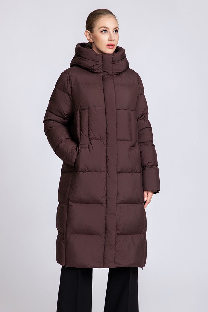 Women's long hooded thickened down jacket