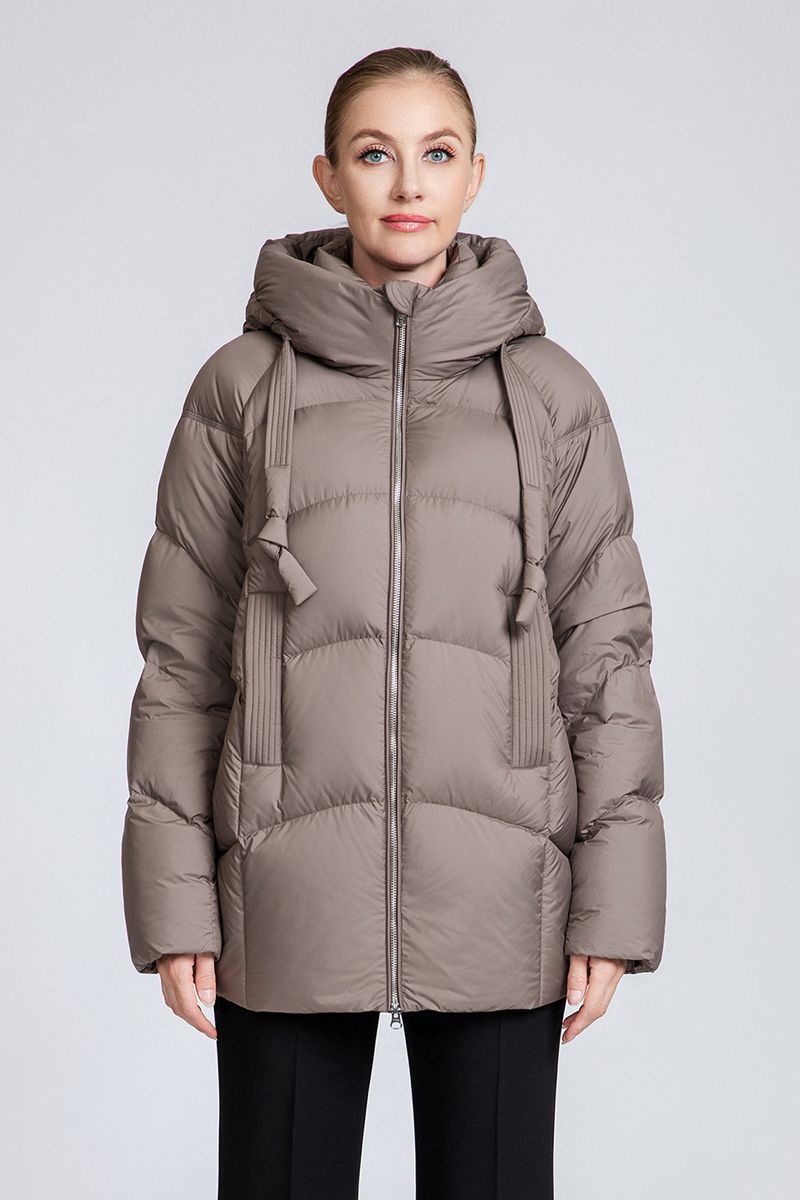 Women's winter 90% duck down short hooded down jacket