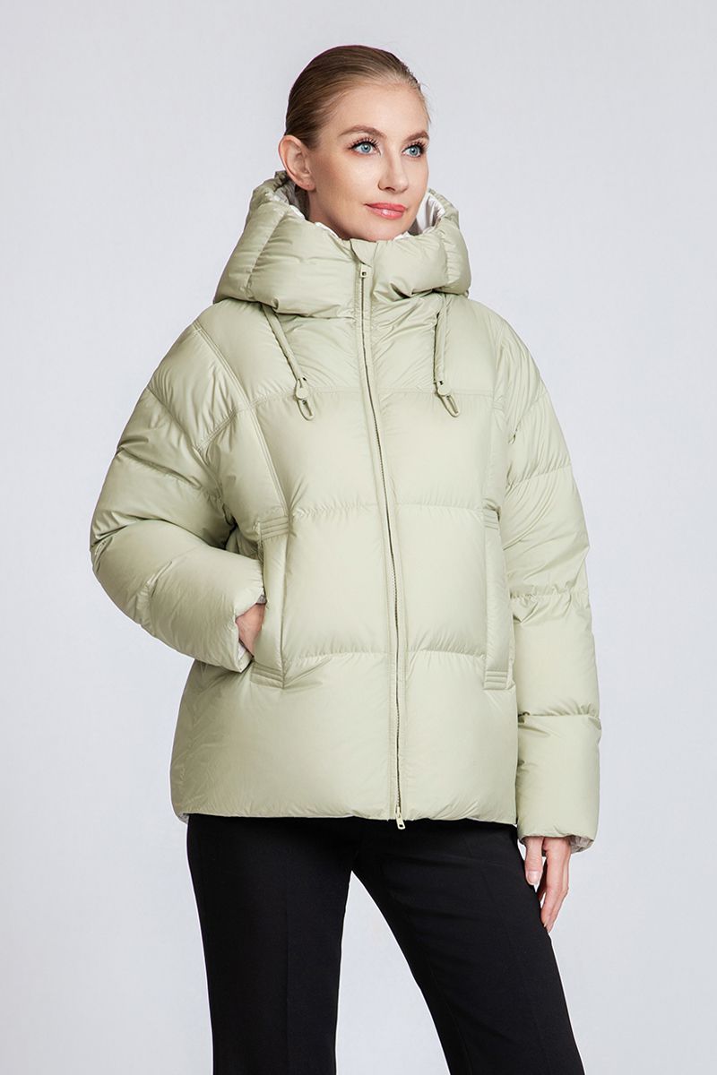 Women's Short Hooded 90% Duck Down Jacket - Comfort Fit