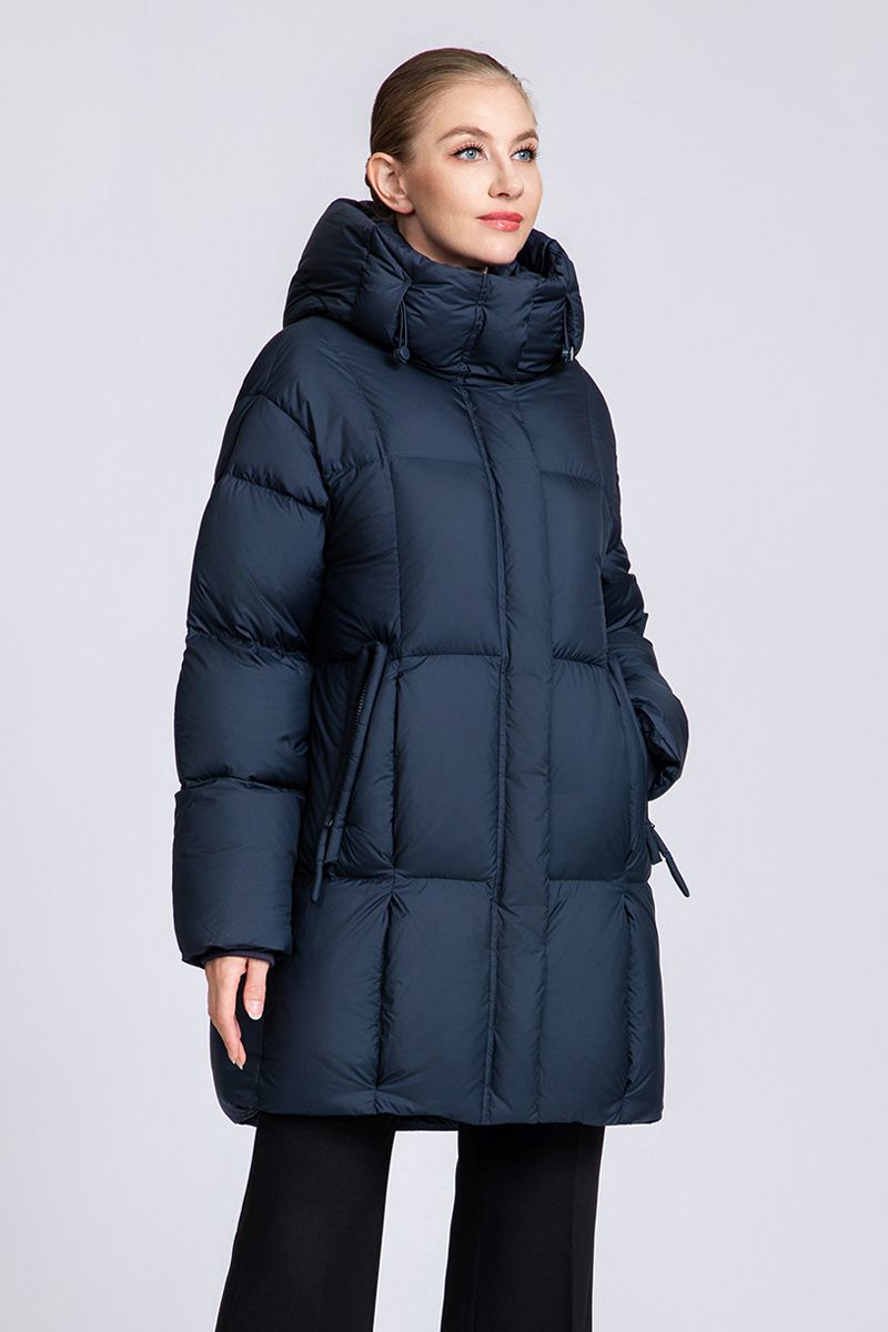 Women's Mid-Length Minimalist 90% Duck Down Hooded Jacket