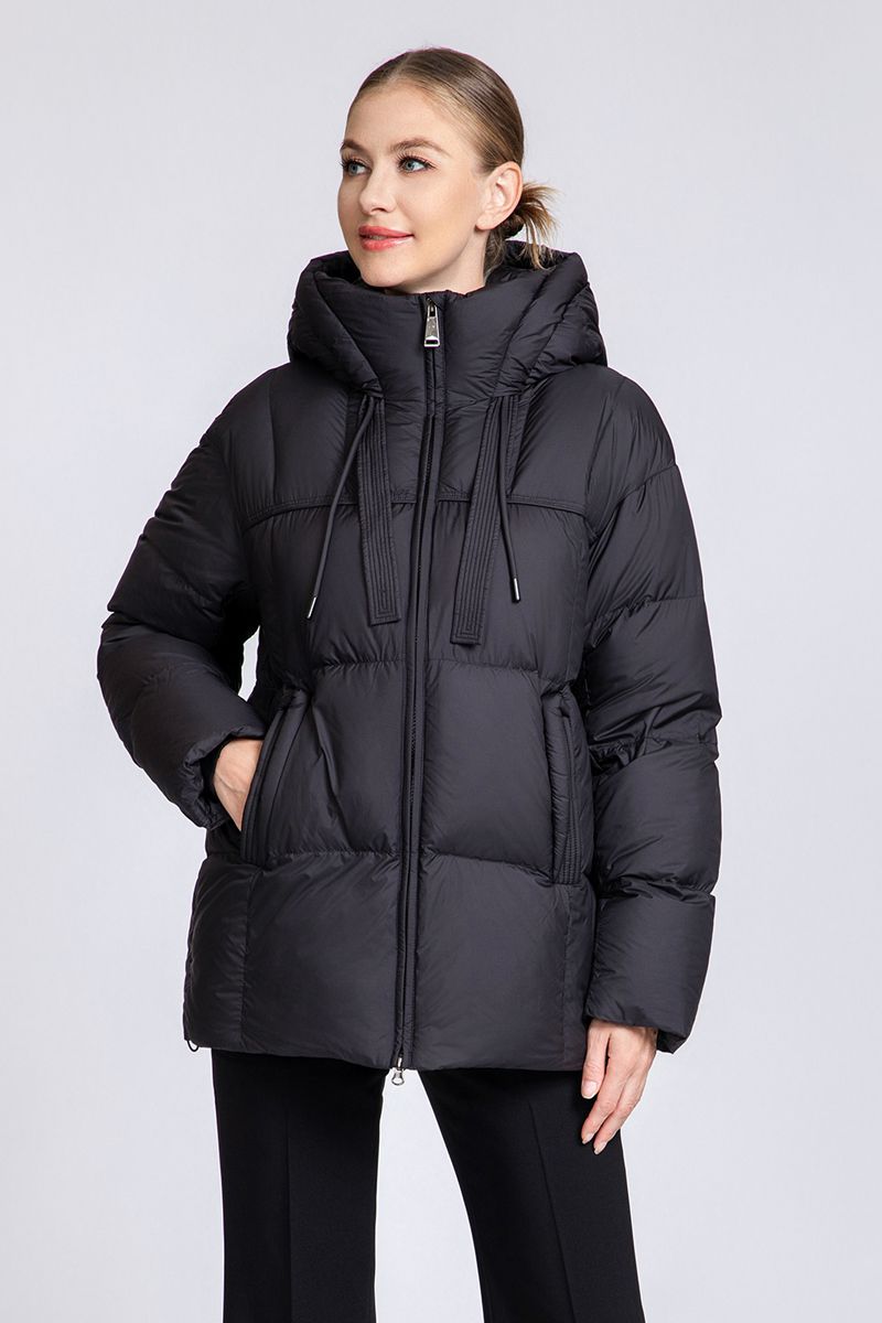 Women's Hooded Down Puffer Jacket with Drawstrings