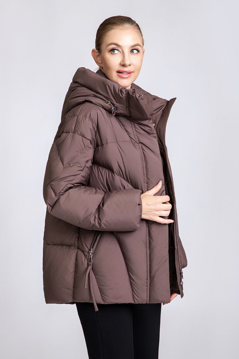 Women's Chevron-Quilted Short Down Puffer Jacket