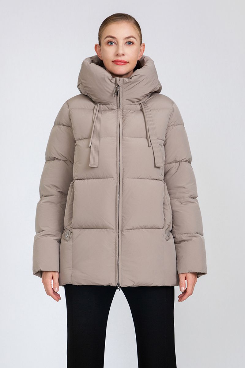 Women's Square-Quilted Mid-Length Padded Jacket