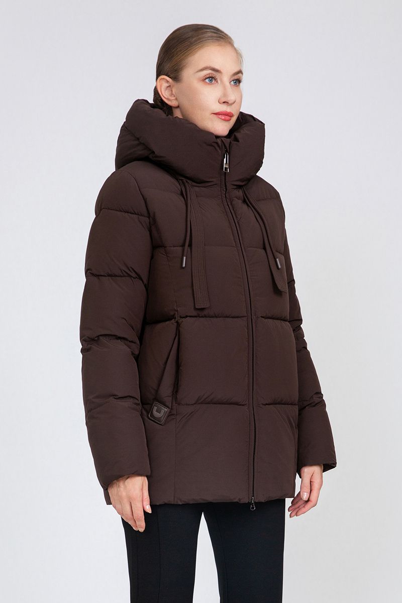 Women's Square-Quilted Mid-Length Padded Jacket