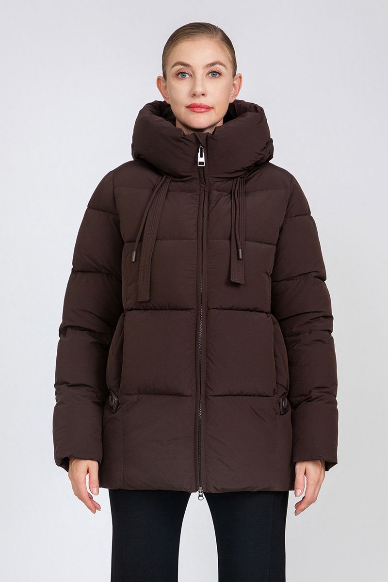 Women's Square-Quilted Mid-Length Padded Jacket