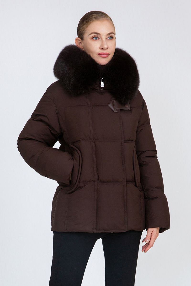 Women's Boxy-Fit Short Padded Jacket with Removable Fur Collar