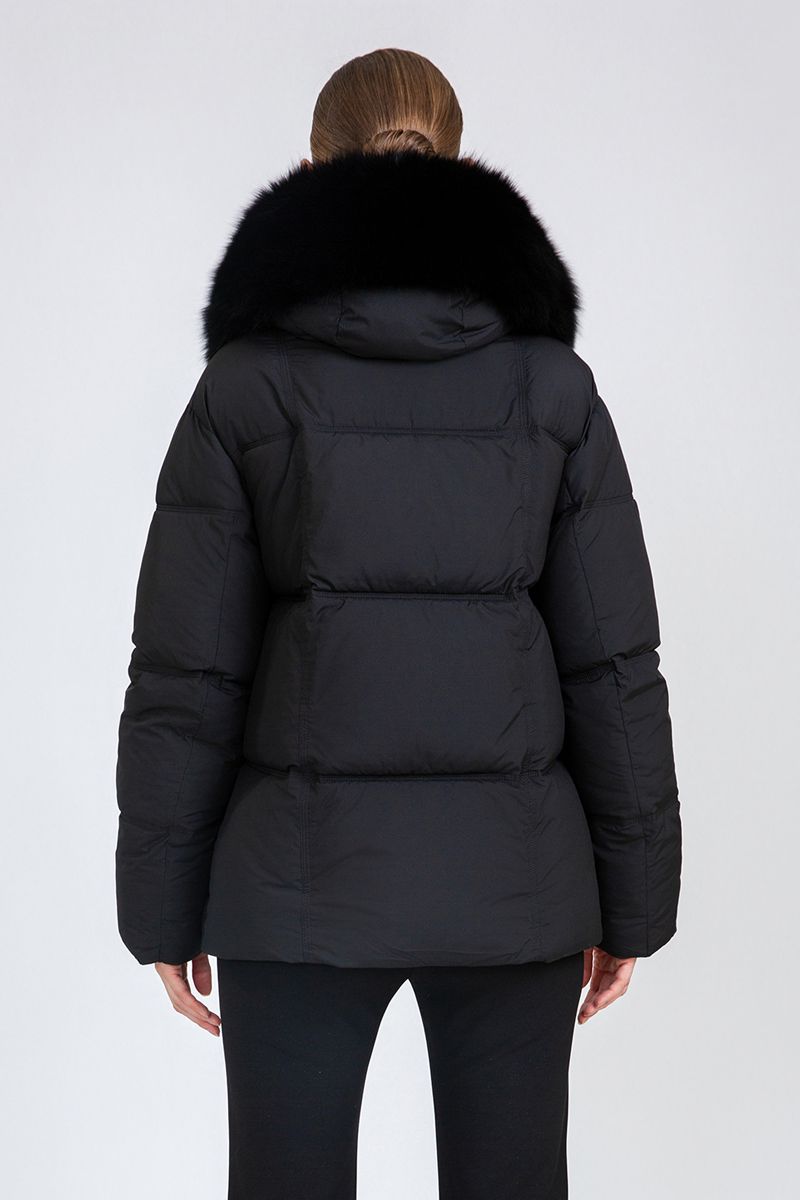 Women's Boxy-Fit Short Padded Jacket with Removable Fur Collar