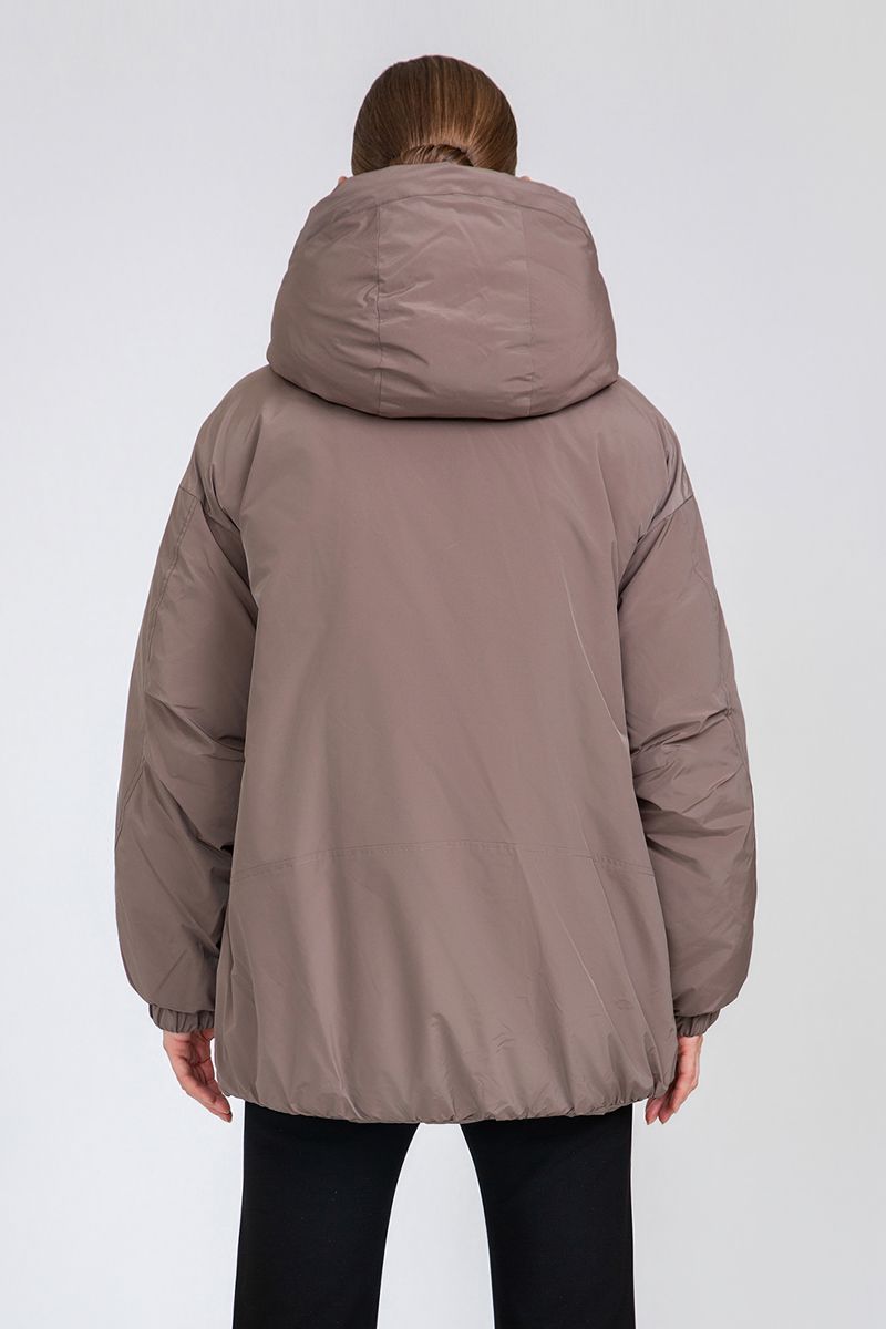 Women's A-Line Mid-Length Padded Jacket with Hood Drawstrings
