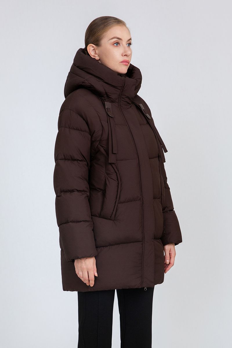 Women's Mid-Length Quilted Puffer Coat with Hood