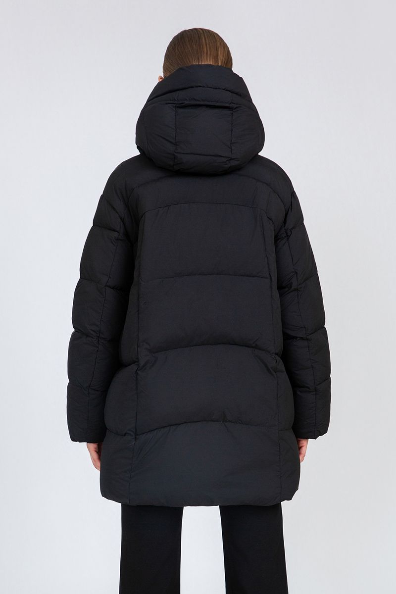 Women's Mid-Length Quilted Puffer Coat with Hood