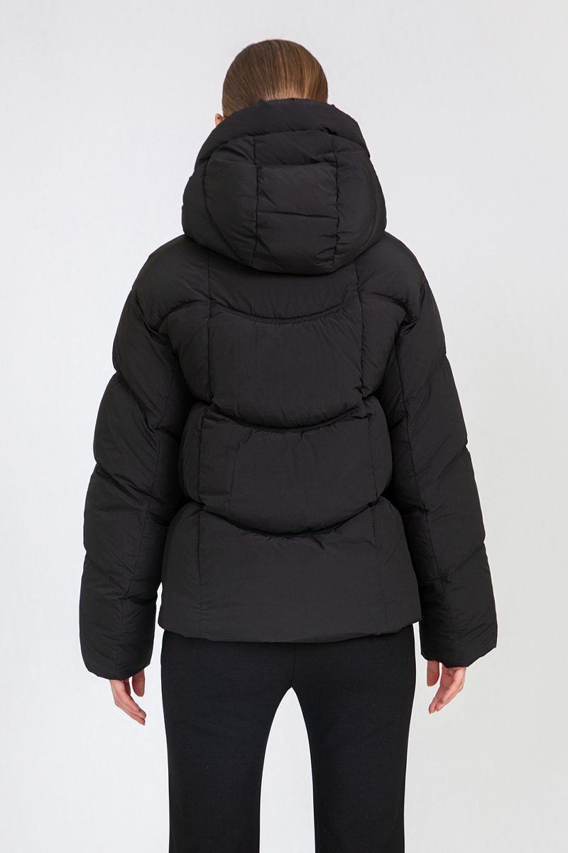 Women's Cropped Hooded Puffer Jacket with Adjustable Drawstrings