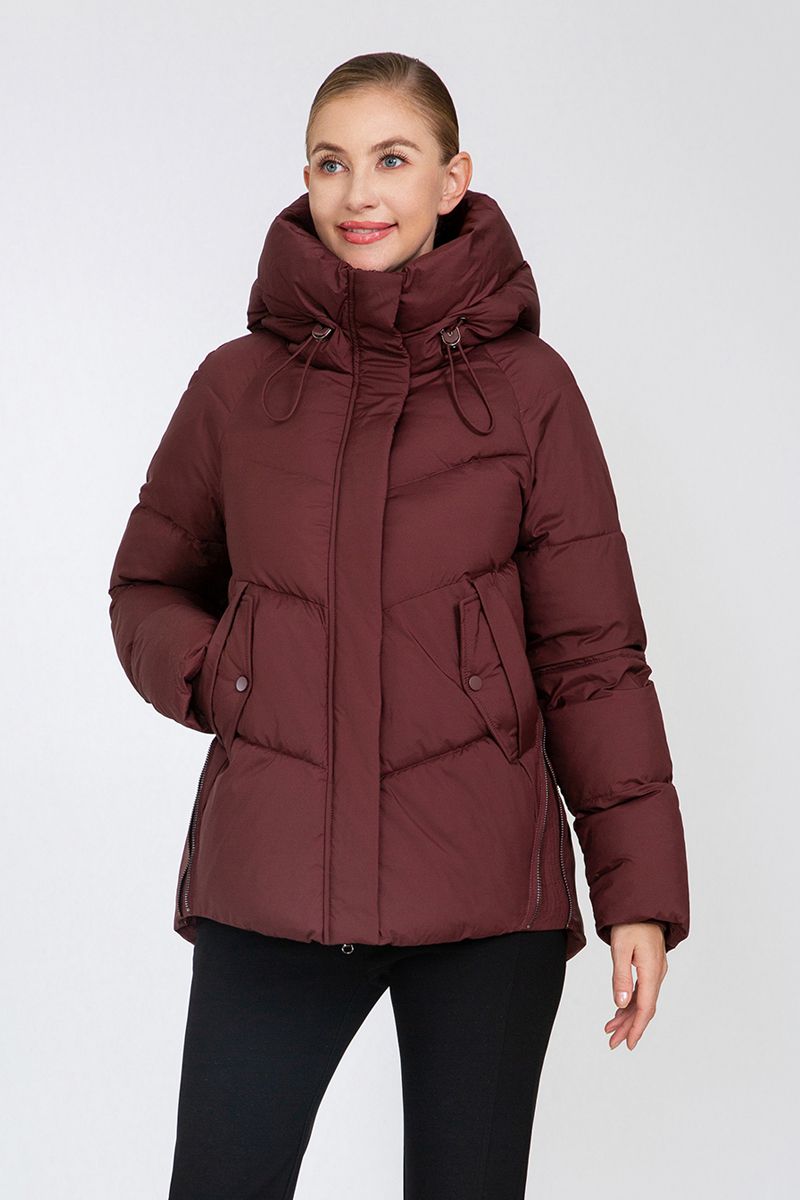 Women's Cropped Raglan-Sleeve Puffer Jacket with Adjustable Hood