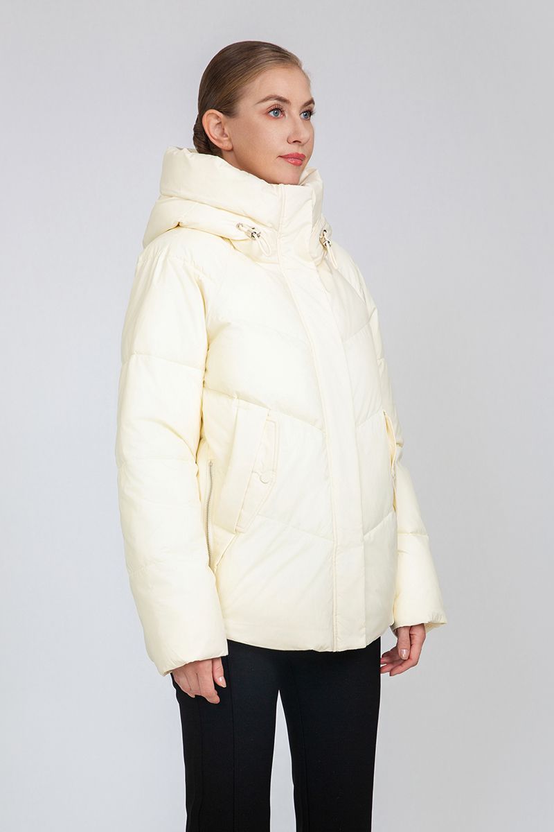 Women's Cropped Raglan-Sleeve Puffer Jacket with Adjustable Hood