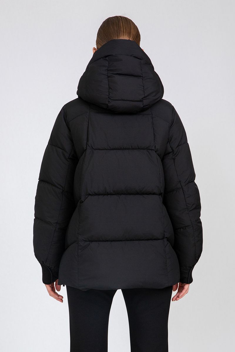 Women's Chevron-Quilted Cropped Puffer Jacket with Adjustable Hood & Waist