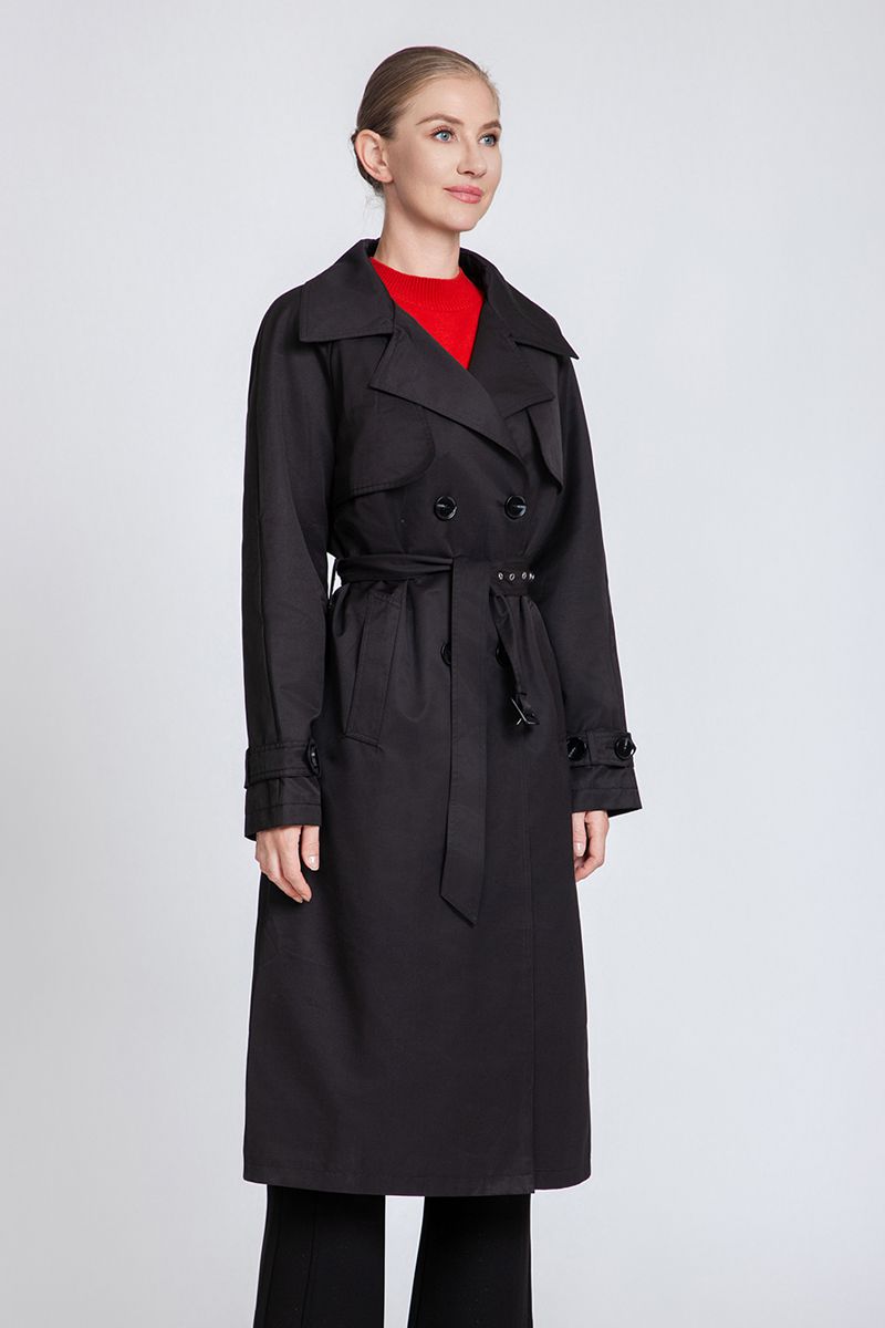 Women's Premium Cotton Blend Trench Coat with Eyelet Belt Detail