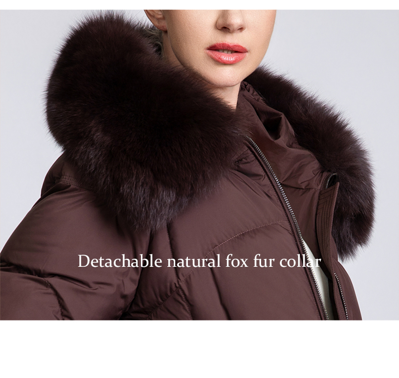 Women's short down jacket with fox fur collar
