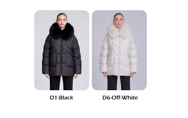 Short down jacketwith fox fur collar