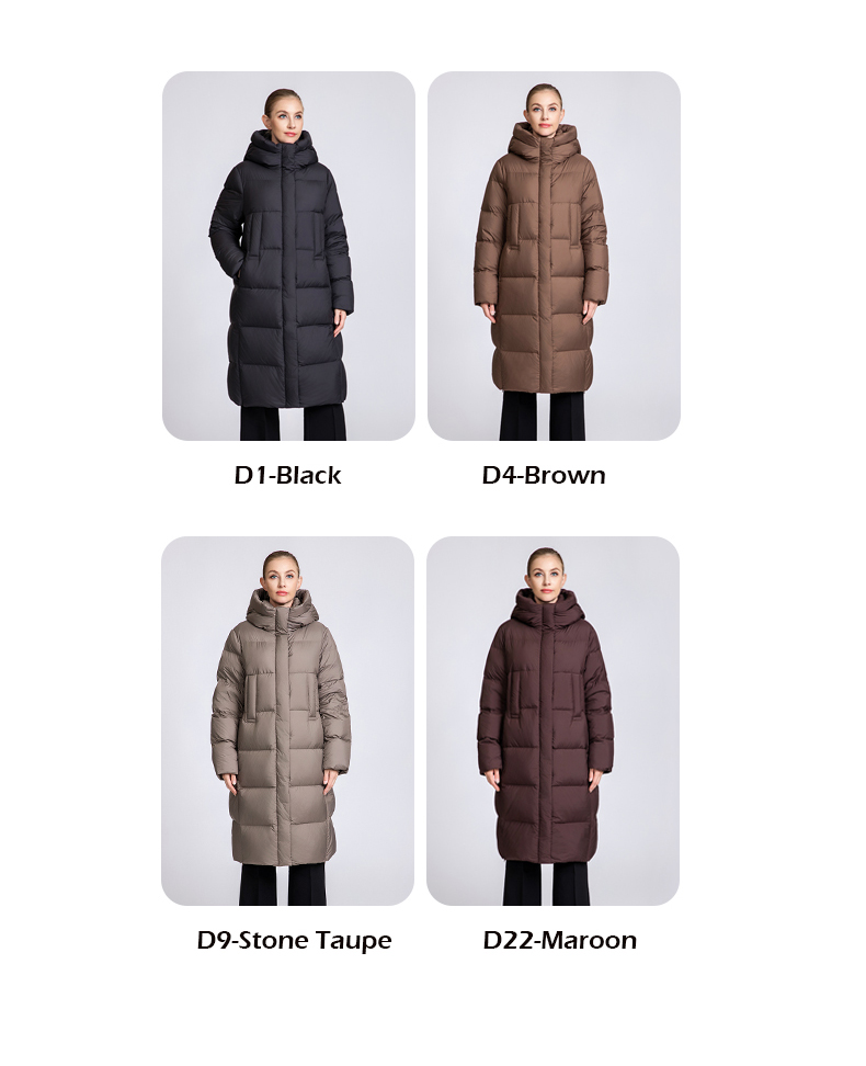 Women's long hooded thickened down jacket