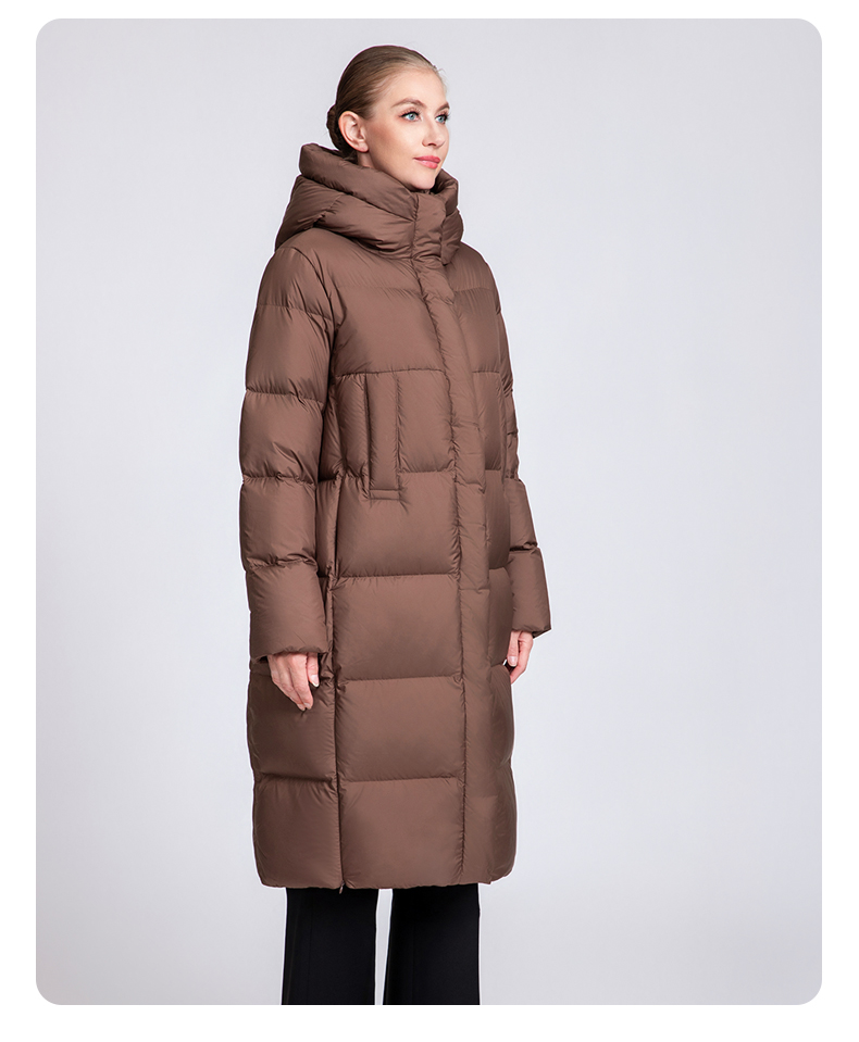 Women's long hooded thickened down jacket