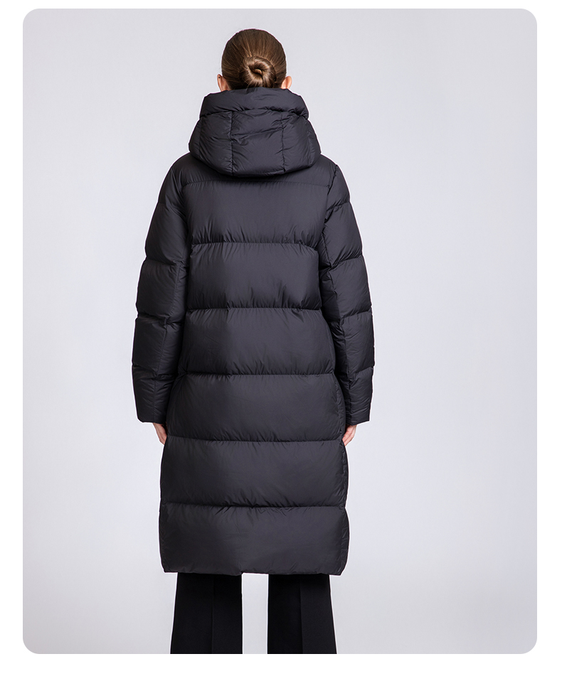 Women's long hooded thickened down jacket