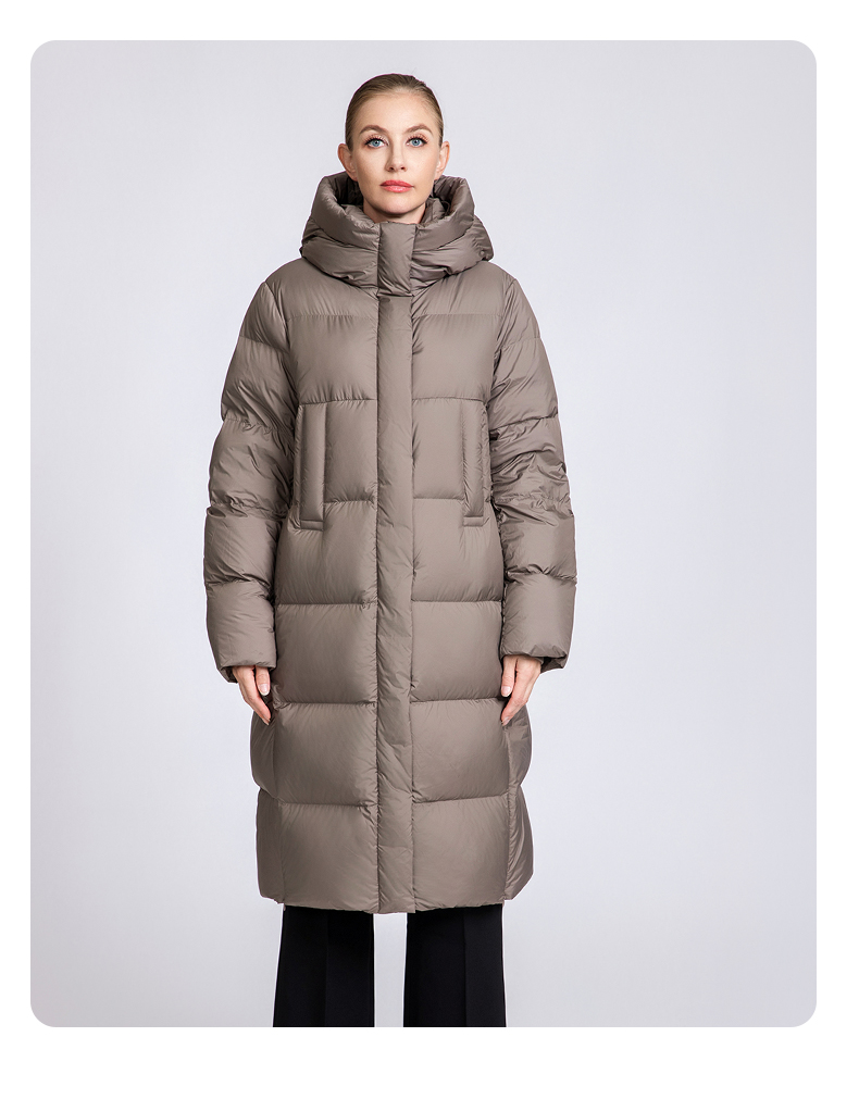 Women's long hooded thickened down jacket