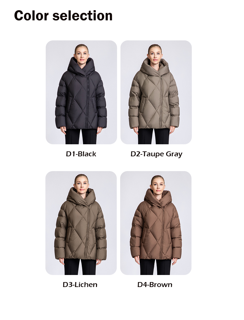 Women's thickened short hooded down jacket.