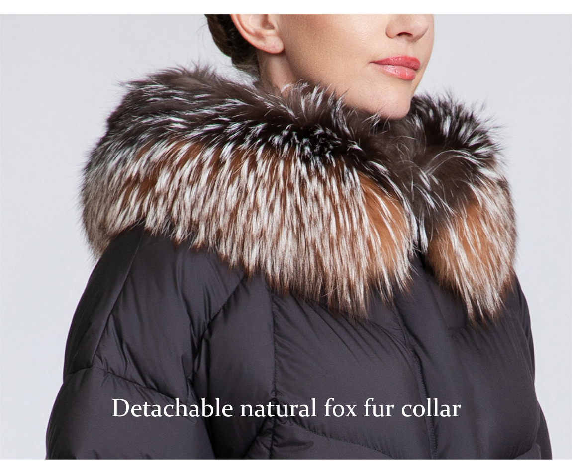 Warm and thickened women's short down jacket with fur collar