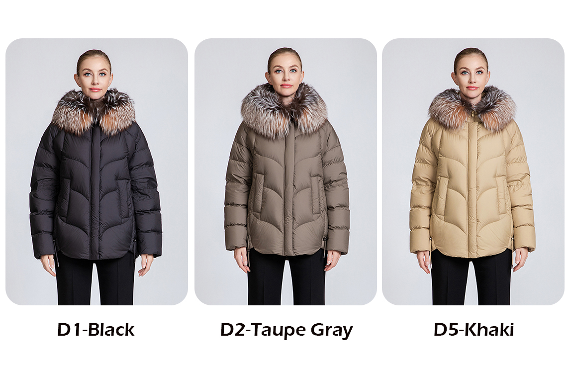 Warm and thickened women's short down jacket with fur collar