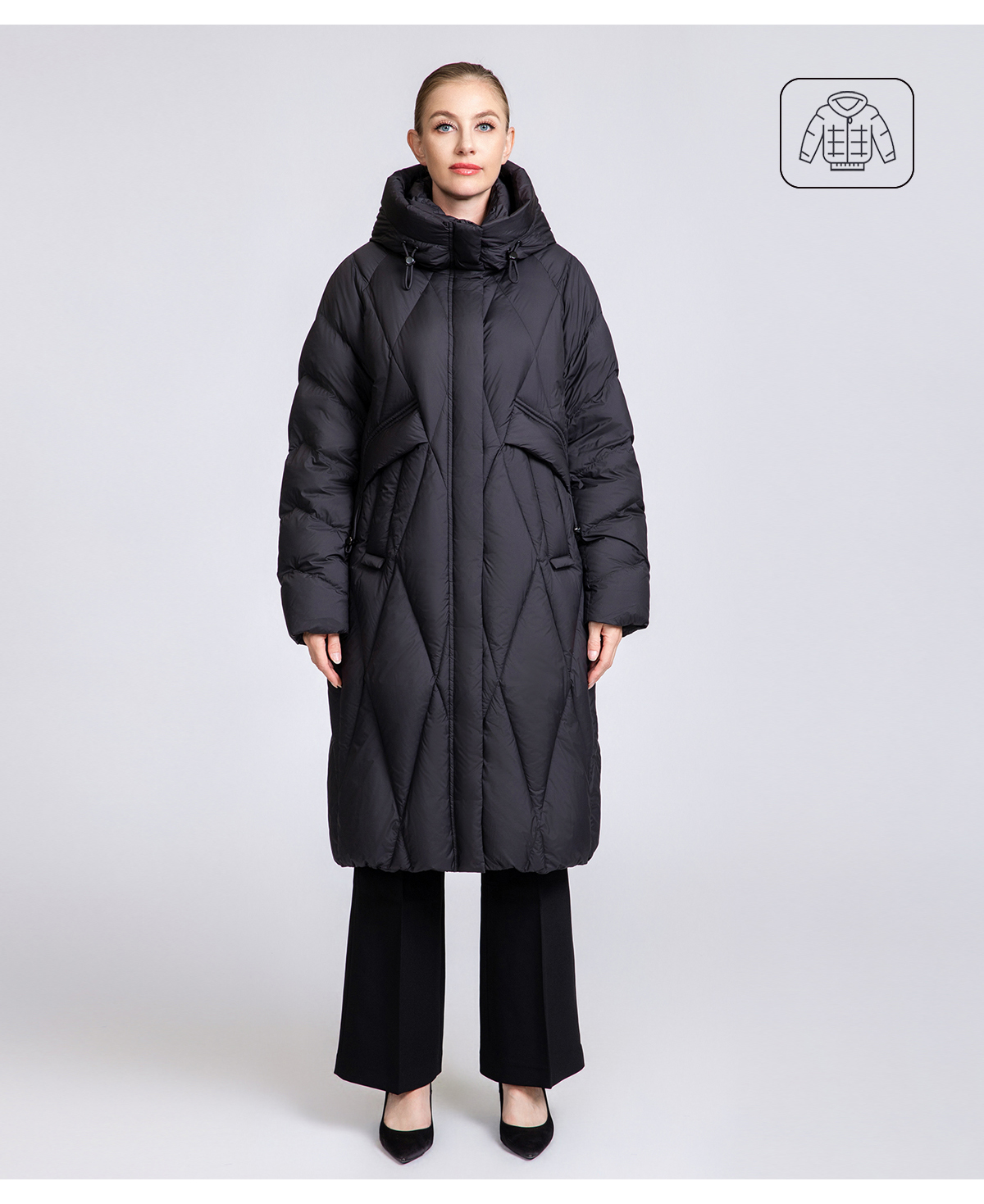 Winter knee-length thickened down coat