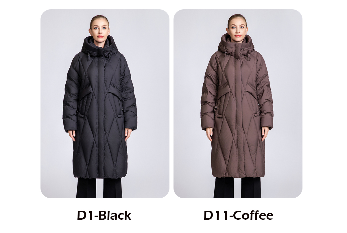 Winter knee-length thickened down coat