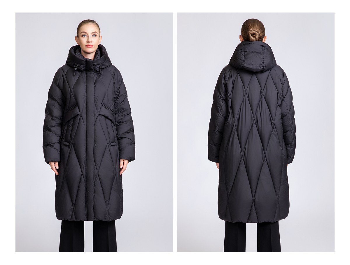 Winter knee-length thickened down coat