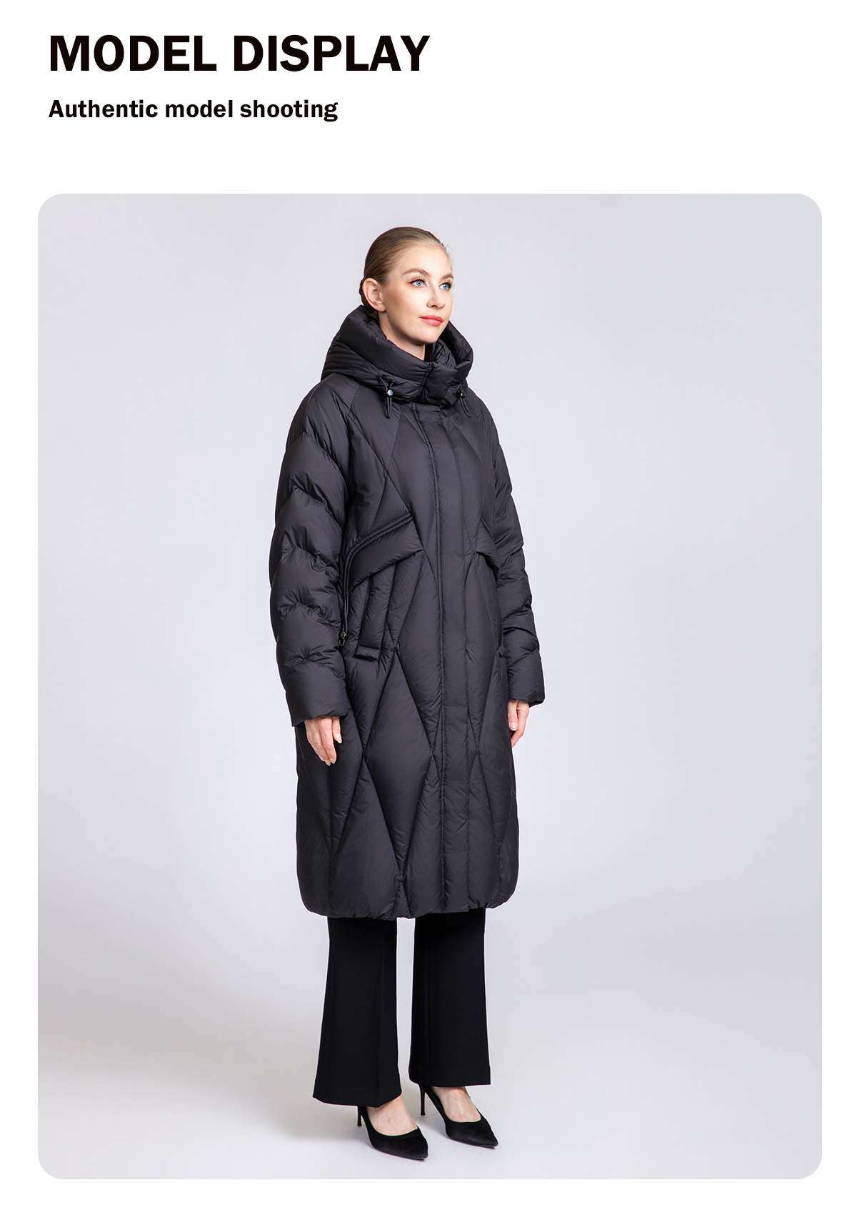 Winter knee-length thickened down coat