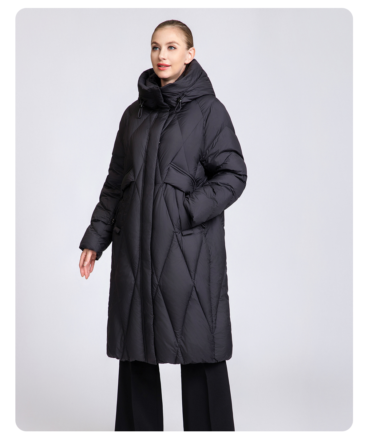 Winter knee-length thickened down coat