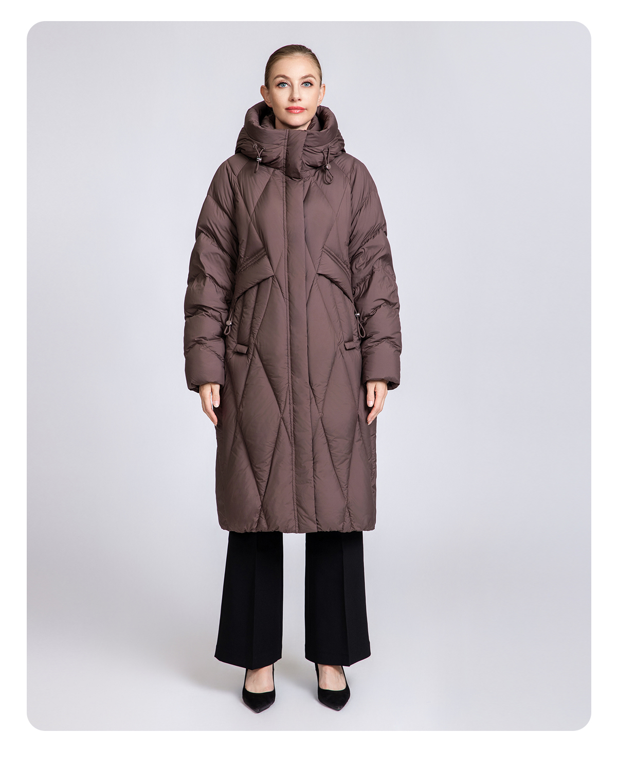 Winter knee-length thickened down coat