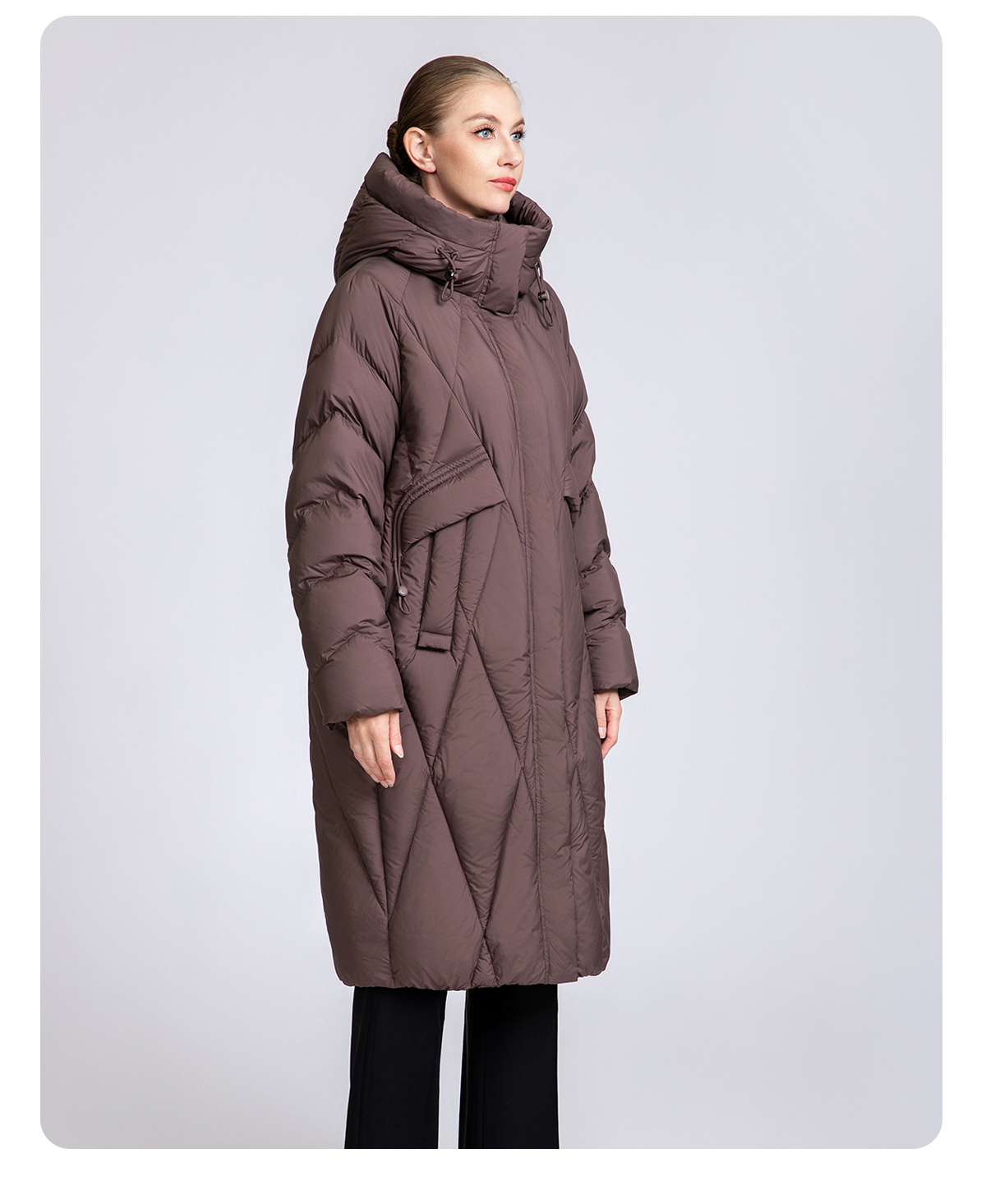 Winter knee-length thickened down coat