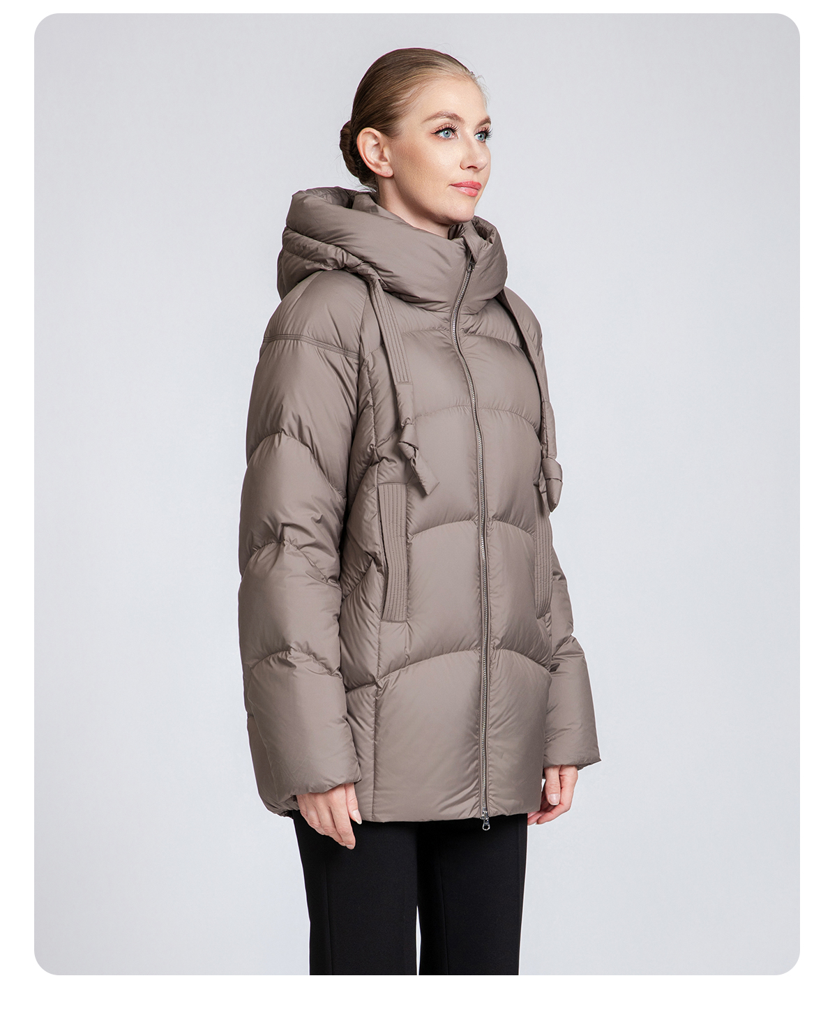 Women's winter 90% duck down short hooded down jacket