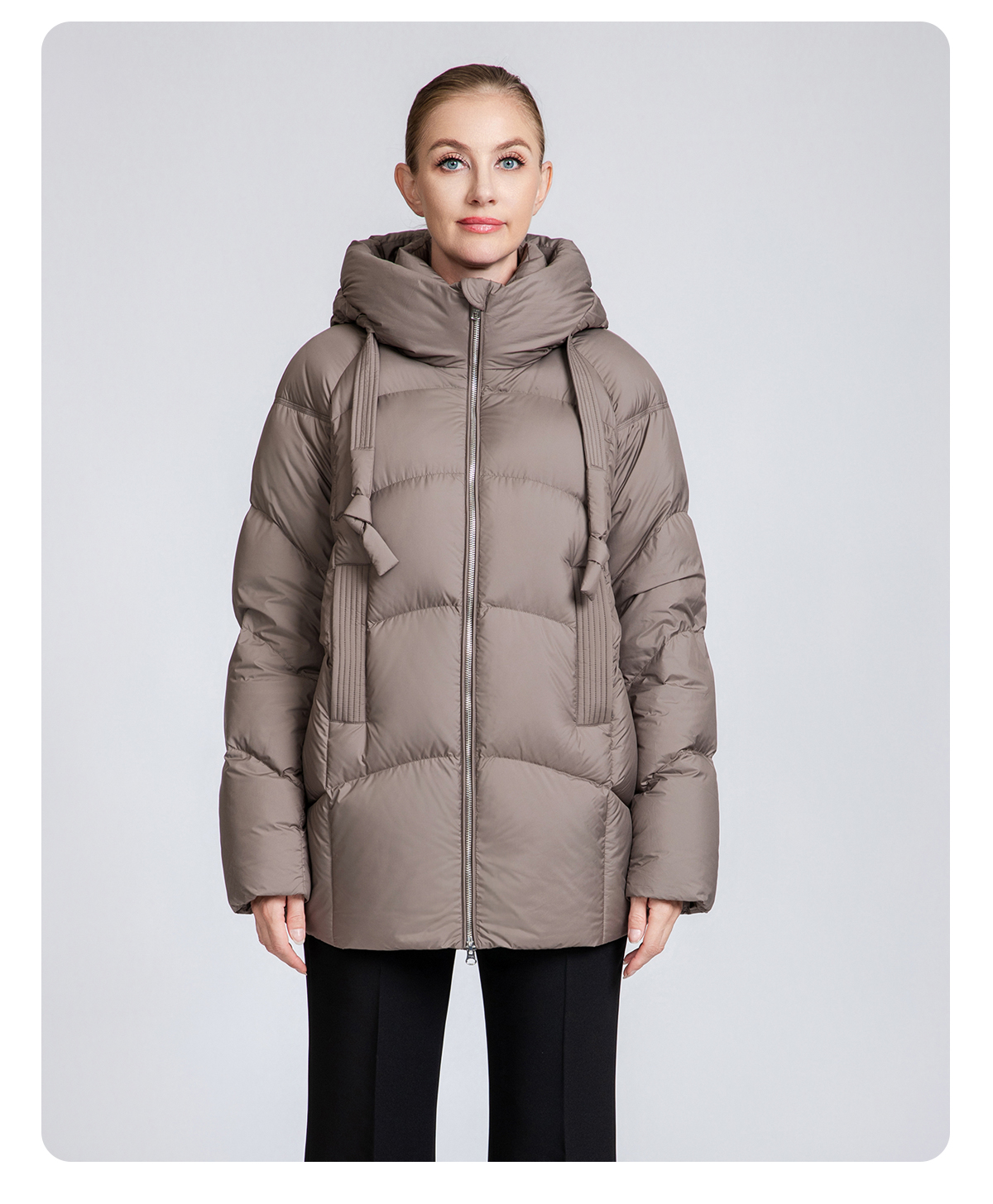 Women's winter 90% duck down short hooded down jacket