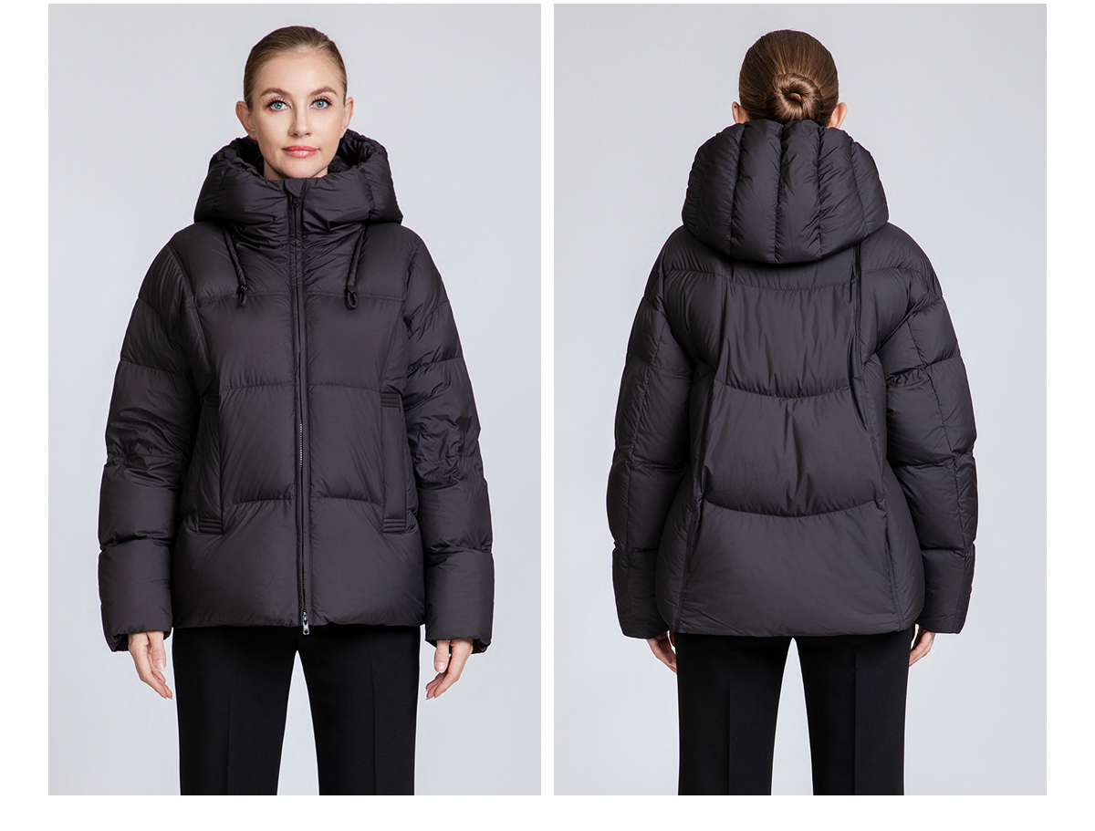 Women's Short Hooded 90% Duck Down Jacket - Comfort Fit