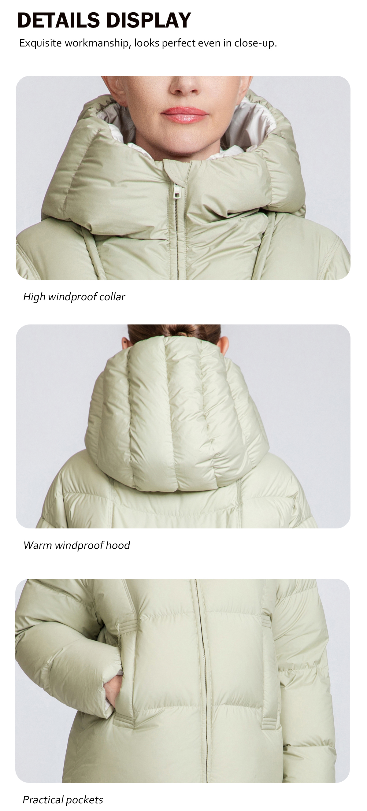 Women's Short Hooded 90% Duck Down Jacket - Comfort Fit