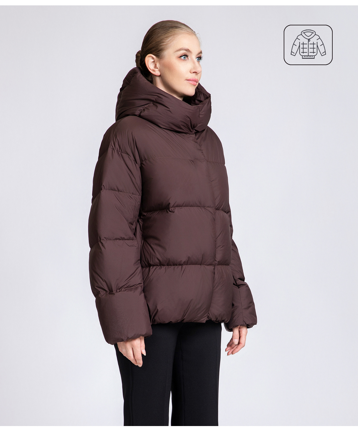 Women's Minimalist Short Hooded 90% Duck Down Jacket for Women