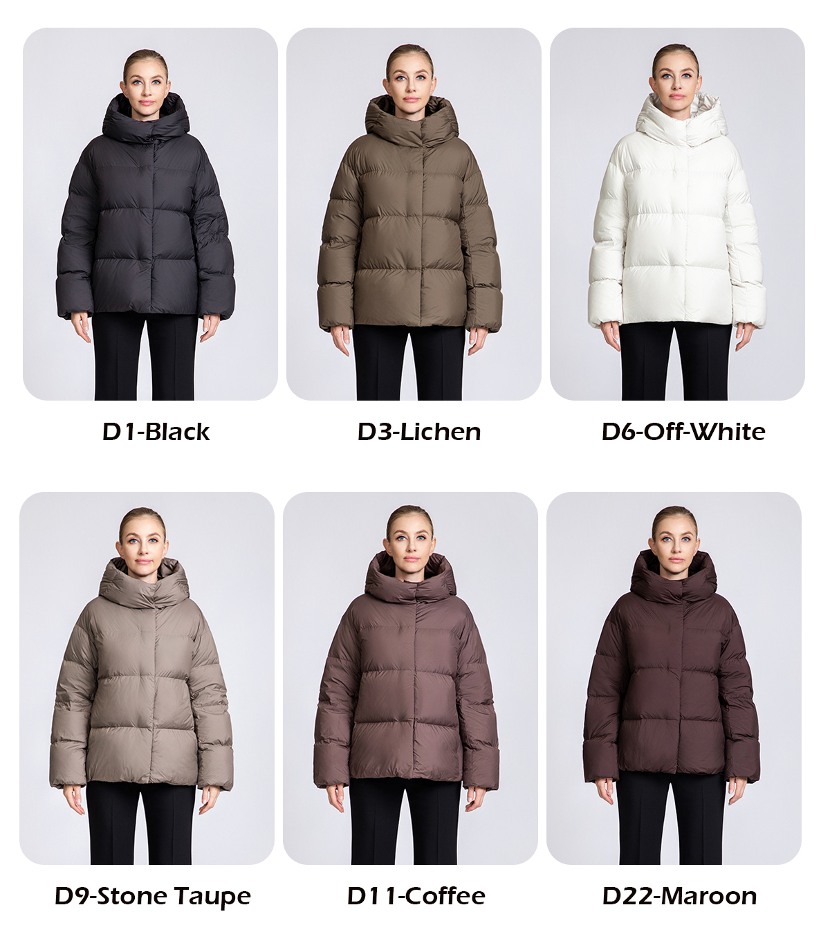 Women's Minimalist Short Hooded 90% Duck Down Jacket for Women