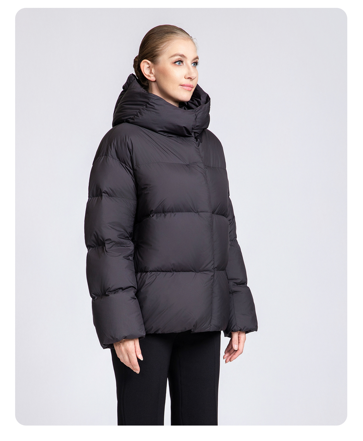 Women's Minimalist Short Hooded 90% Duck Down Jacket for Women
