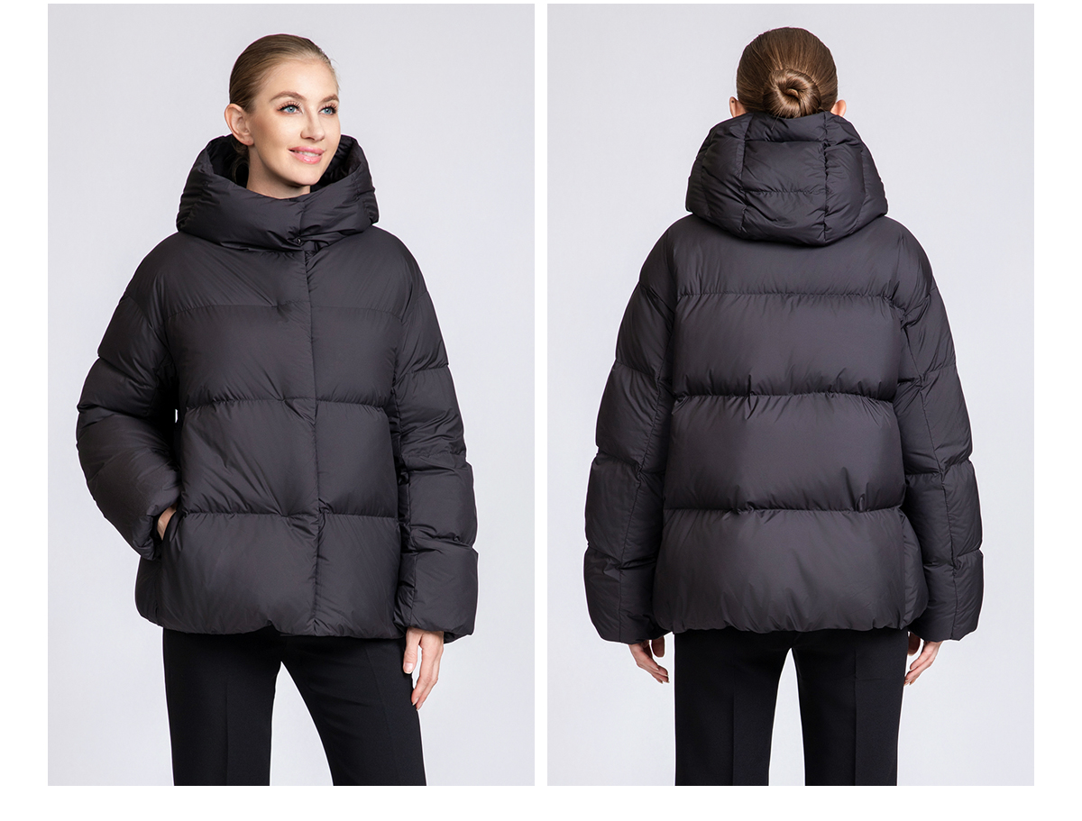 Women's Minimalist Short Hooded 90% Duck Down Jacket for Women