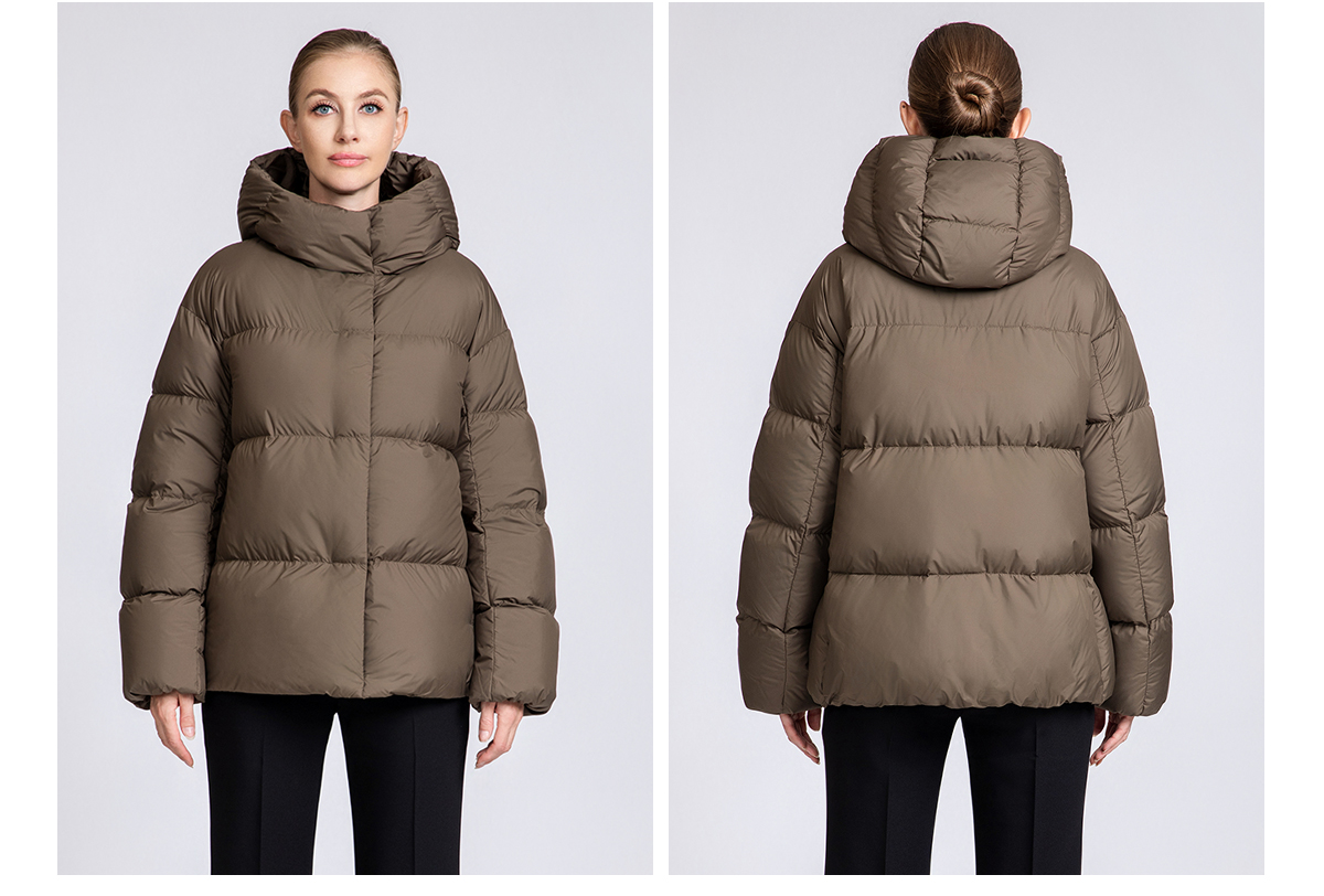Women's Minimalist Short Hooded 90% Duck Down Jacket for Women