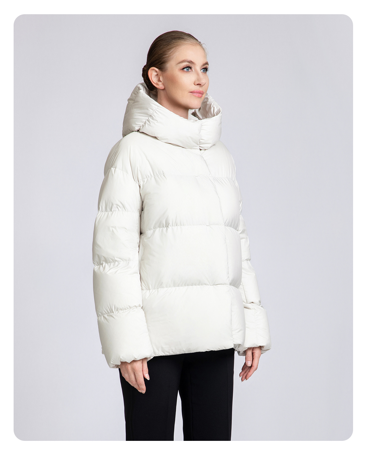 Women's Minimalist Short Hooded 90% Duck Down Jacket for Women