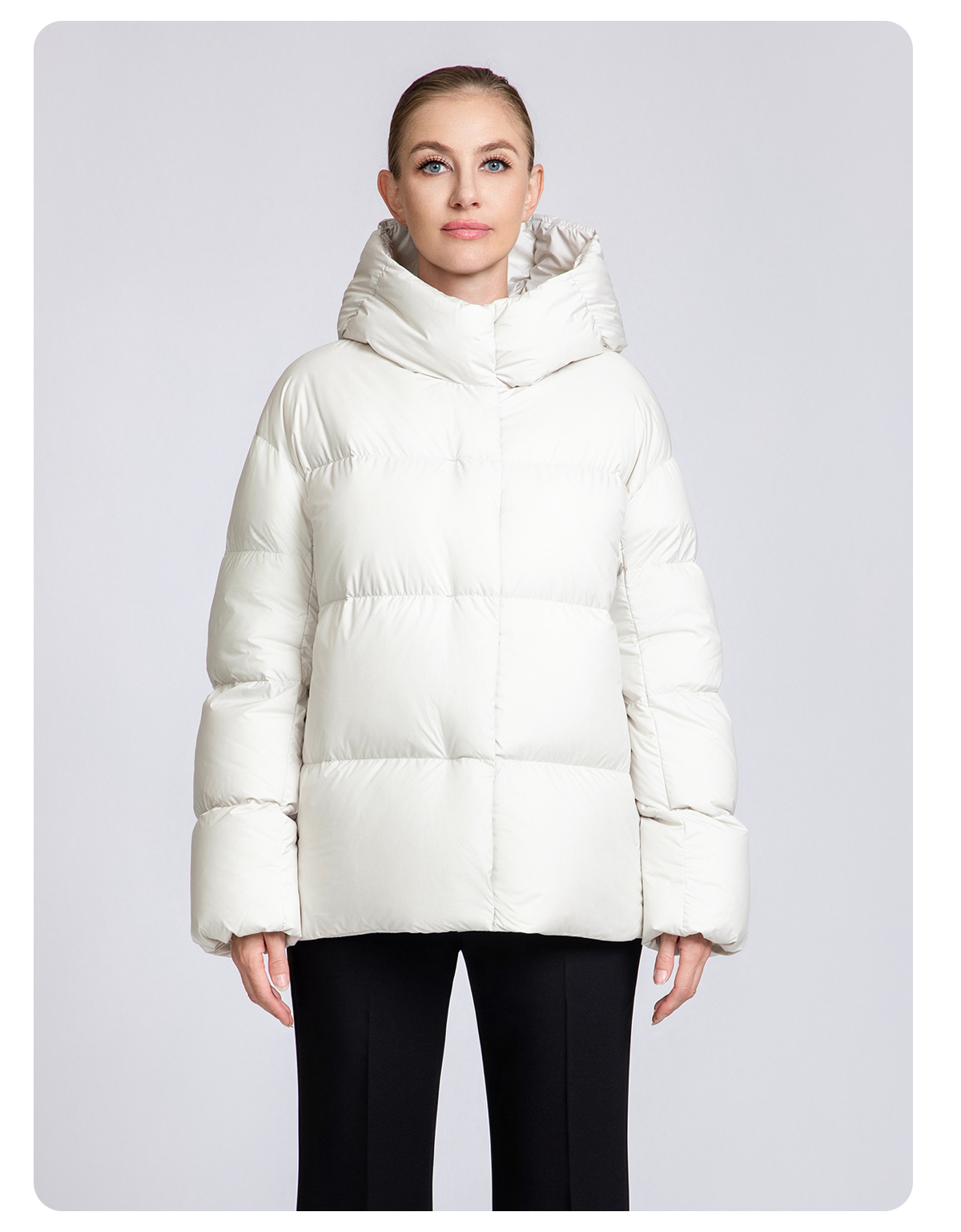 Women's Minimalist Short Hooded 90% Duck Down Jacket for Women