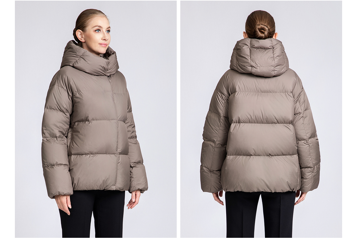 Women's Minimalist Short Hooded 90% Duck Down Jacket for Women