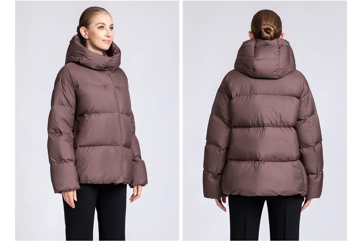 Women's Minimalist Short Hooded 90% Duck Down Jacket for Women