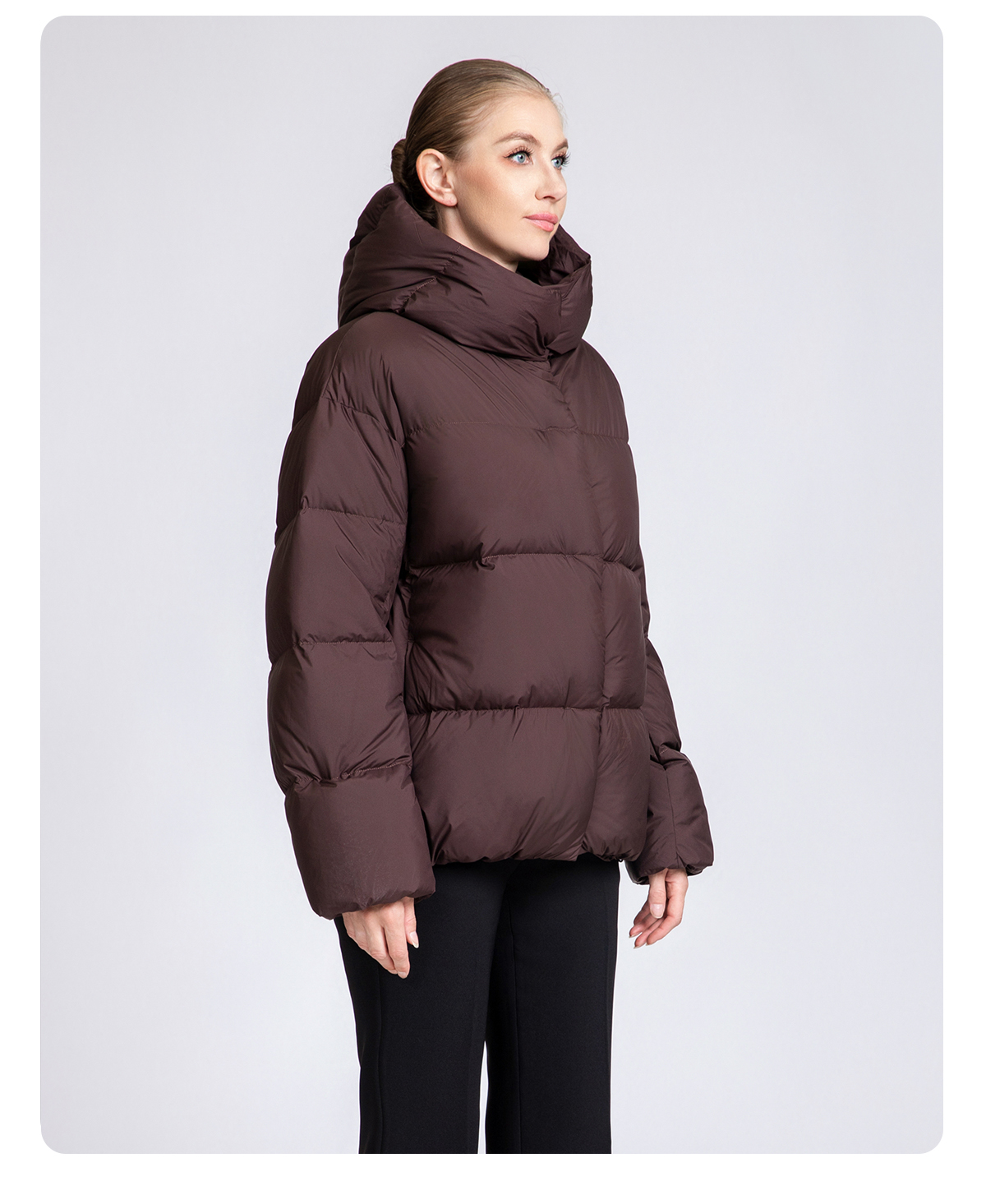 Women's Minimalist Short Hooded 90% Duck Down Jacket for Women
